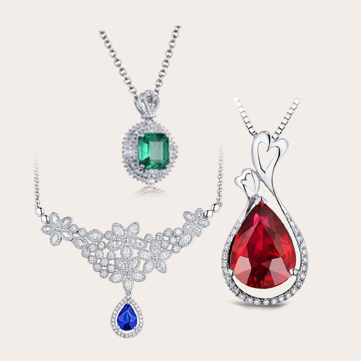 Golden Pendant with Natural Gemstone