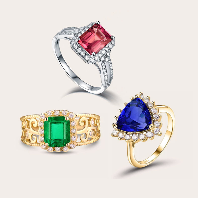 Golden Rings with Natural Gemstone