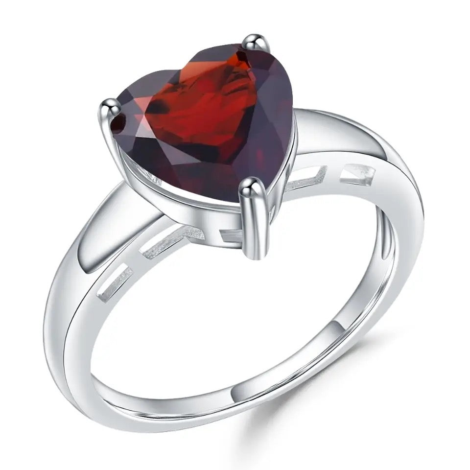 Silver Garnet Ring