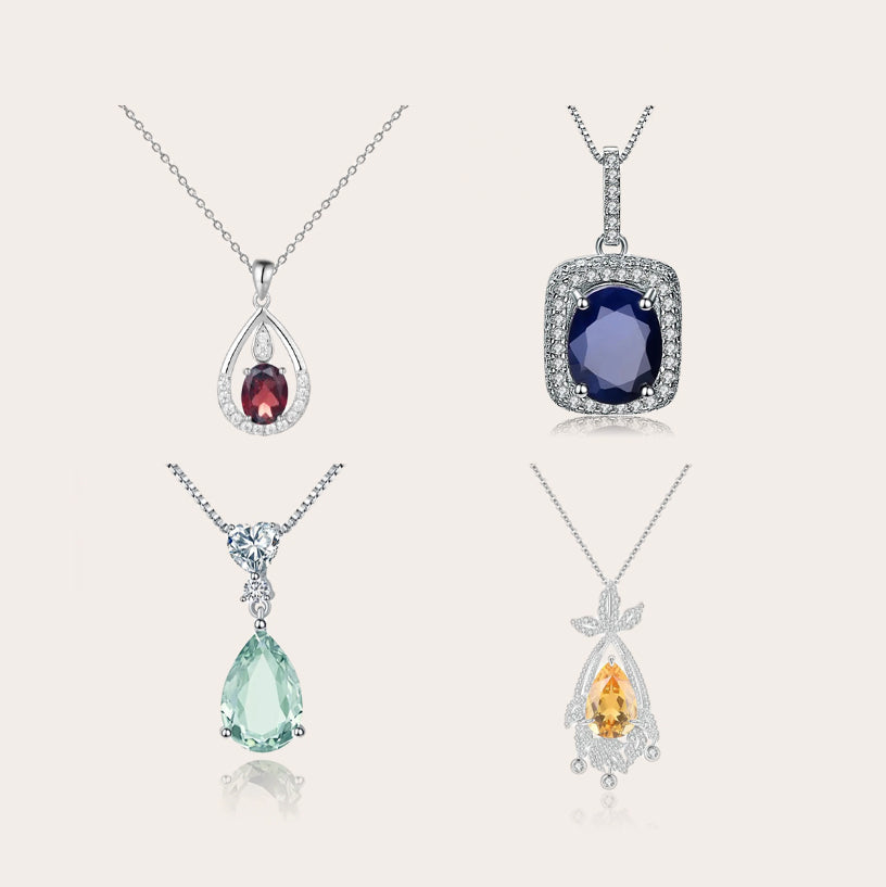 Silver Pendant with Natural Gemstone