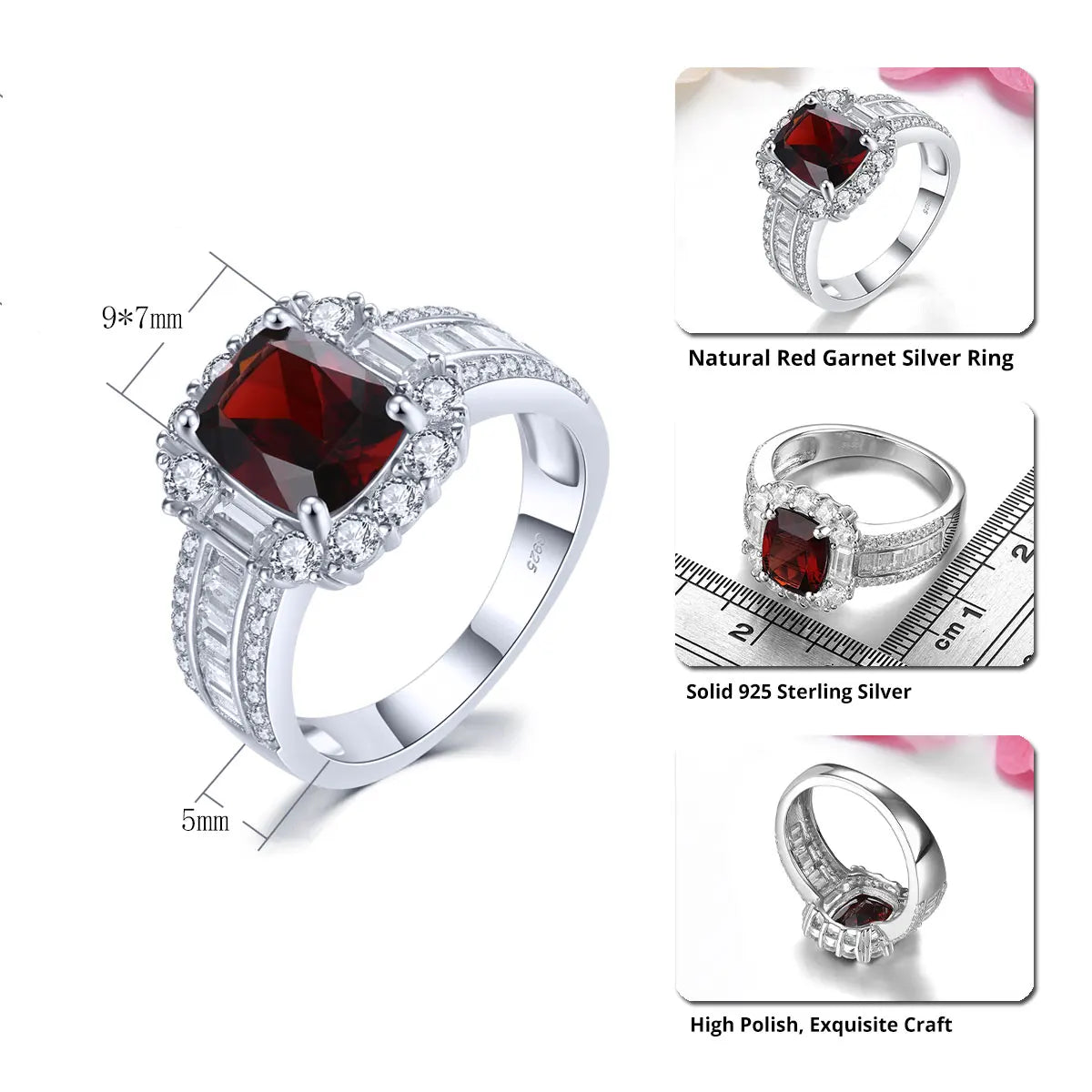 Silver Ring 3.60 ct Garnet