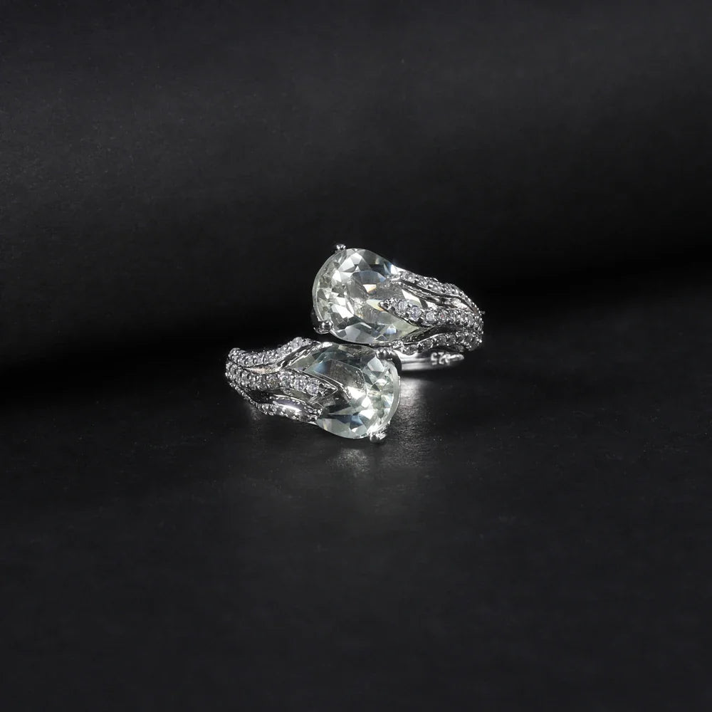 Silver Ring Green Amethyst