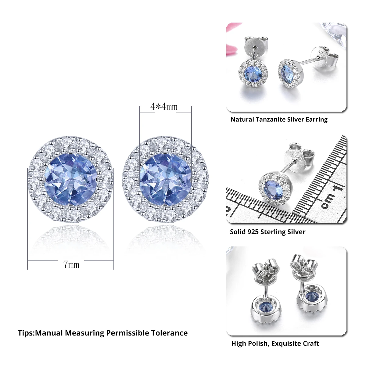 Silver 0.50 ct Tanzanite Earrings