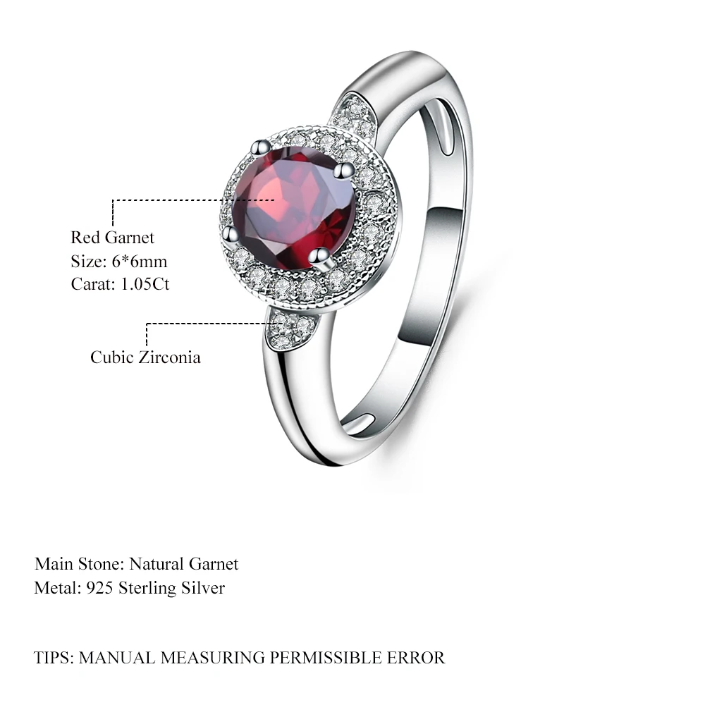Silver Ring 1.05 ct Garnet