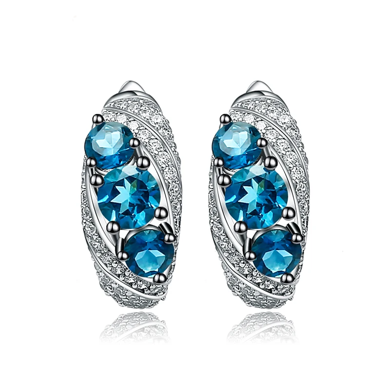 Silver 2.50 ct London Blue Topaz Earrings