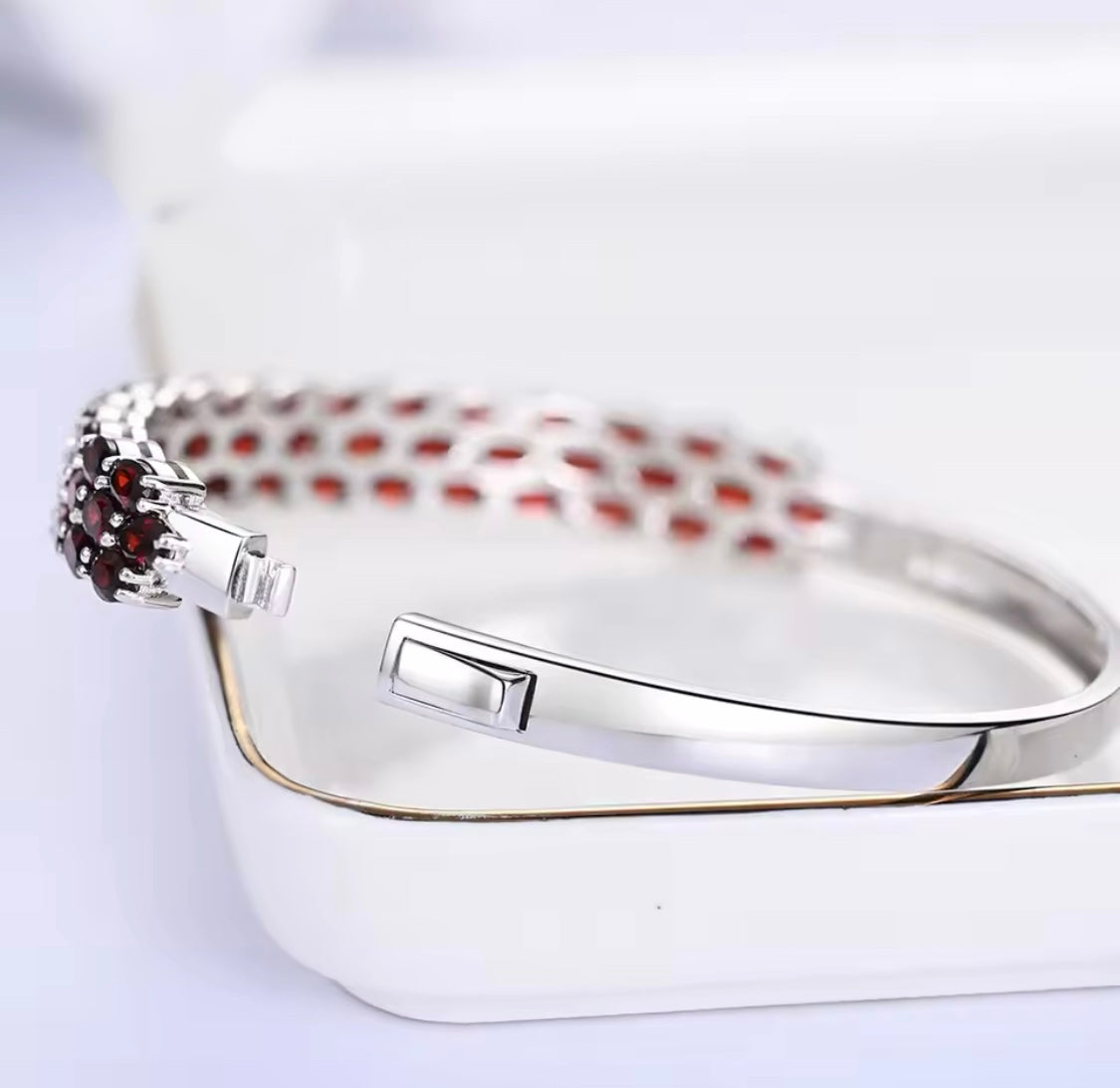 Silver Garnet Bracelet