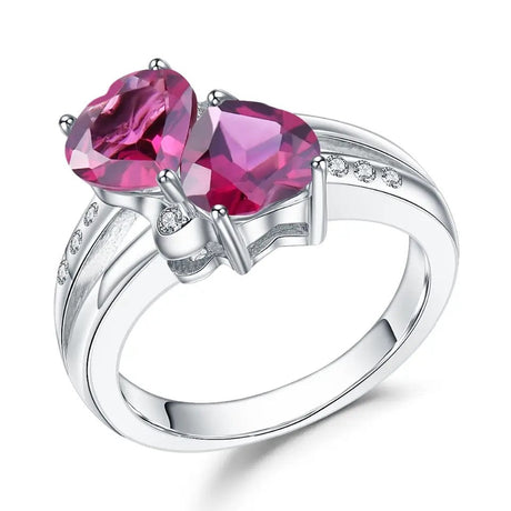 Silver ring with natural garnet
