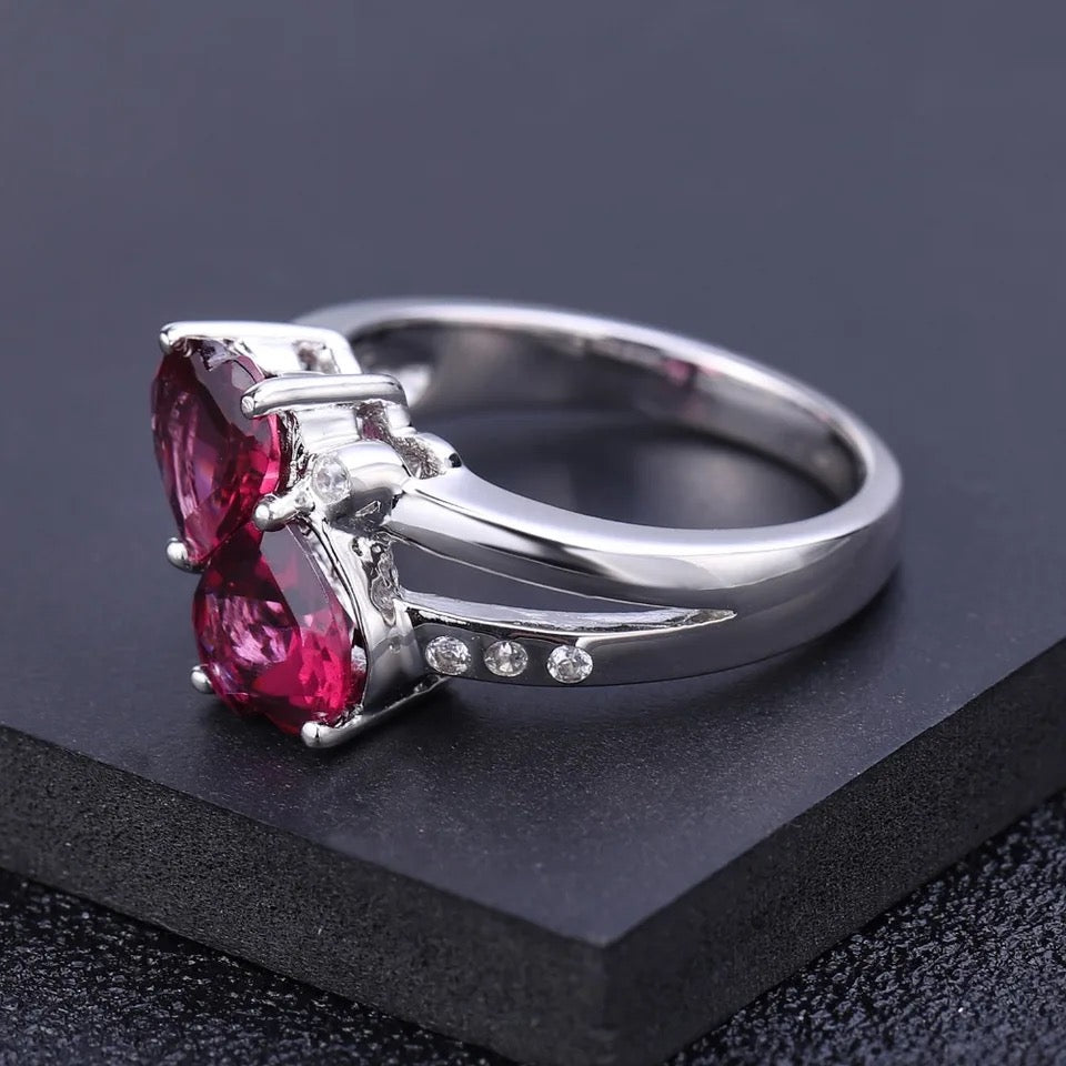 Silver Ring 2.94 ct Rhodolite Garnet