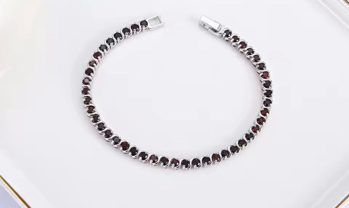 Silver Garnet Bracelet