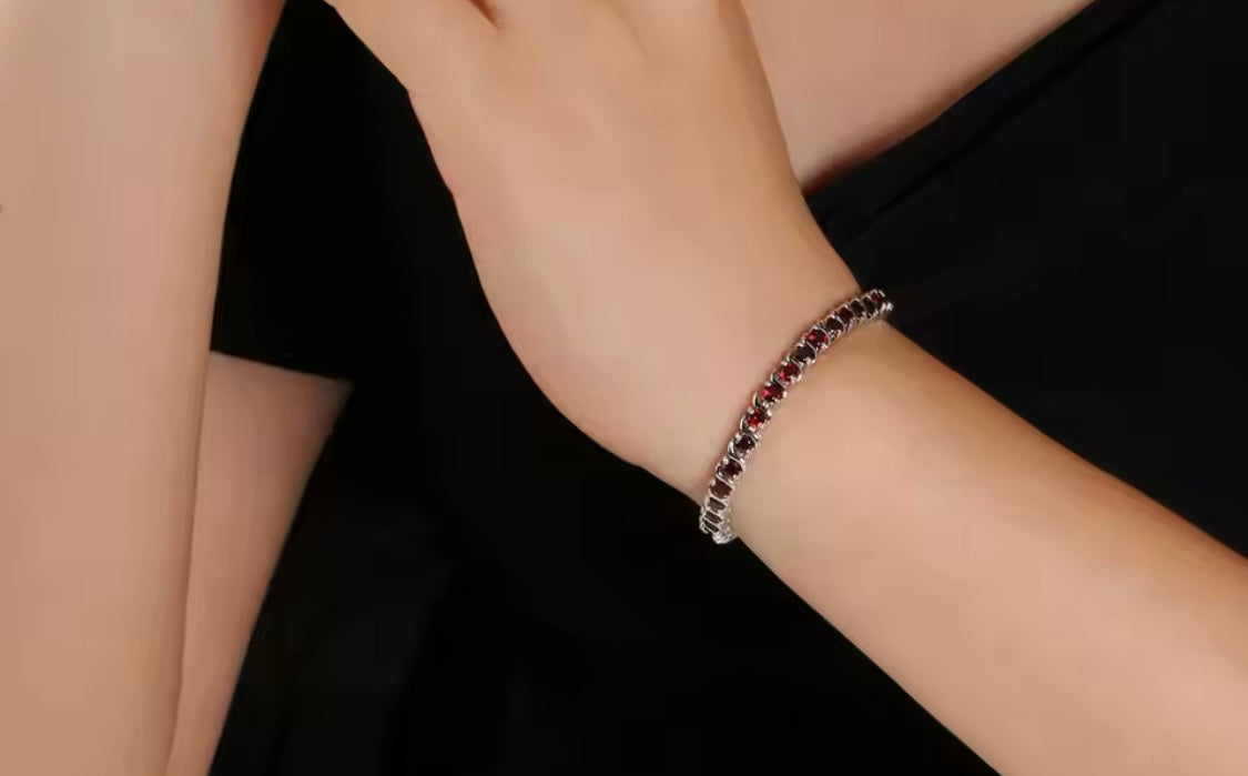 Silver Garnet Bracelet