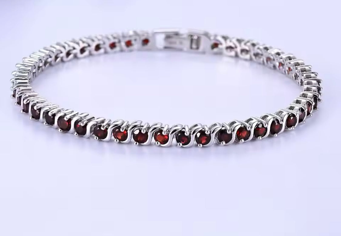 Silver Garnet Bracelet