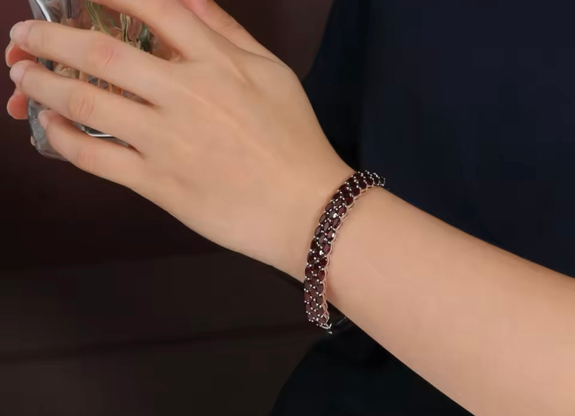 Silver Garnet Bracelet