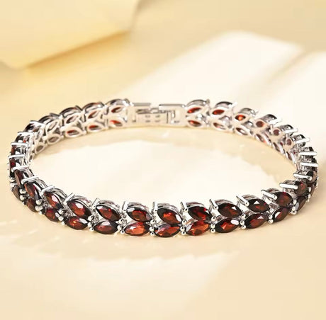 Silver Garnet Bracelet