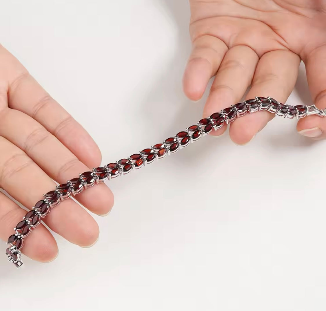 Silver Garnet Bracelet