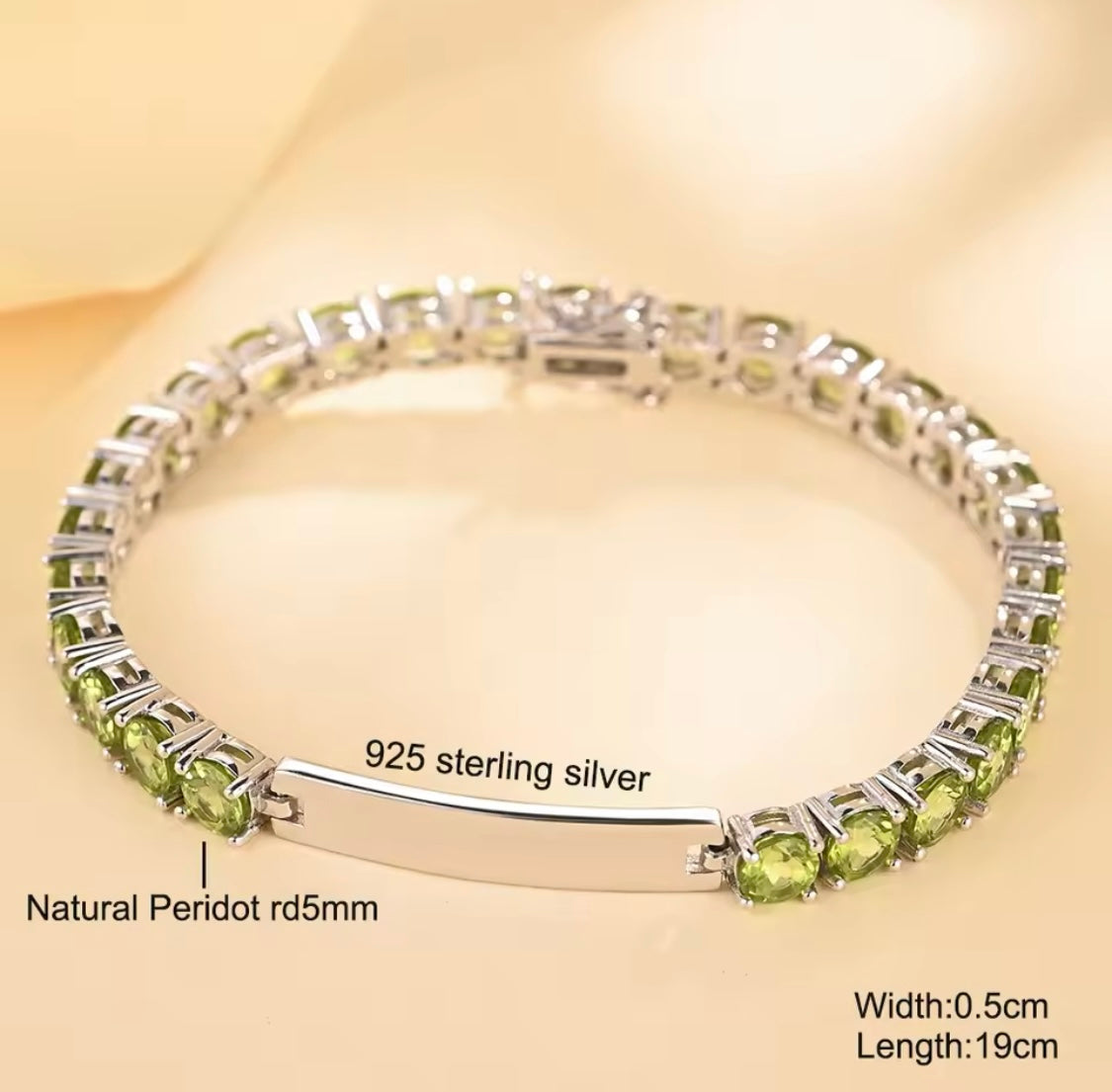 Silver Peridot 14.00 ct Bracelet (Unisex)