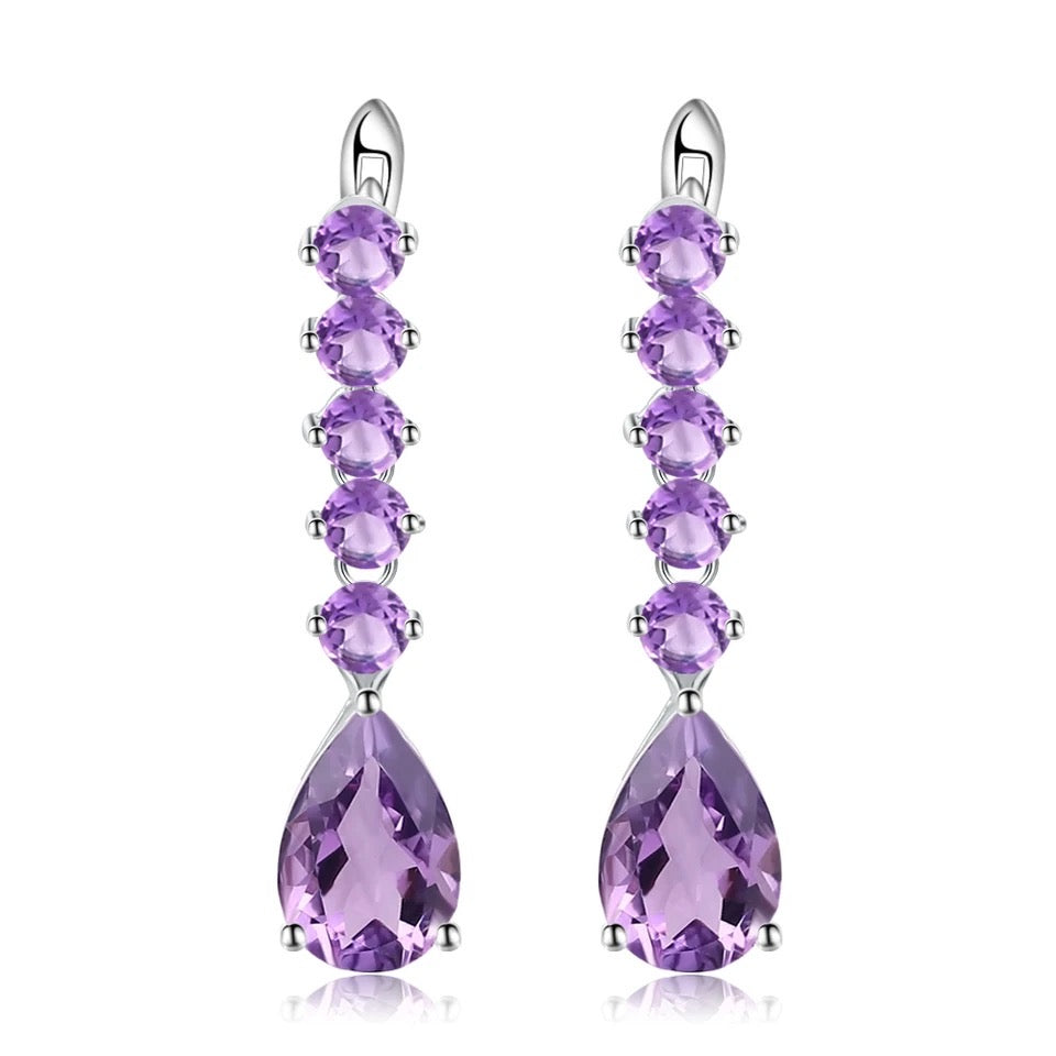 Silver 8.91 ct Amethyst Earrings