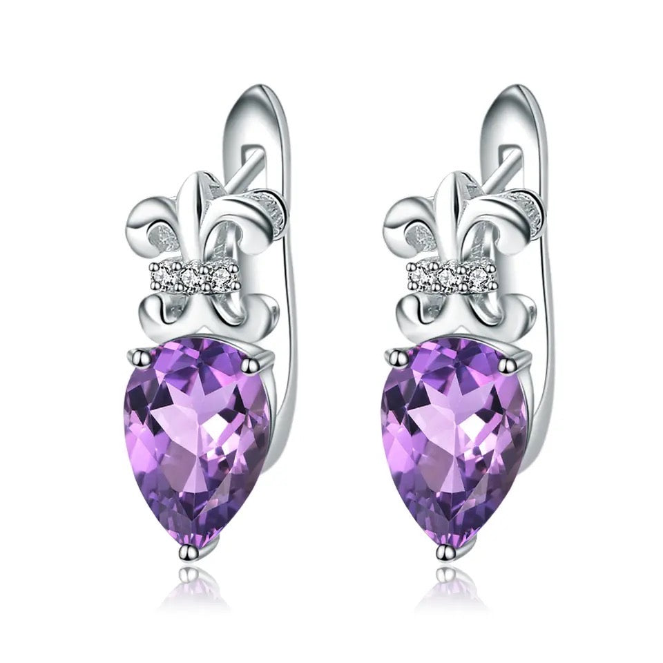 Silver 2.60 ct Amethyst Earrings