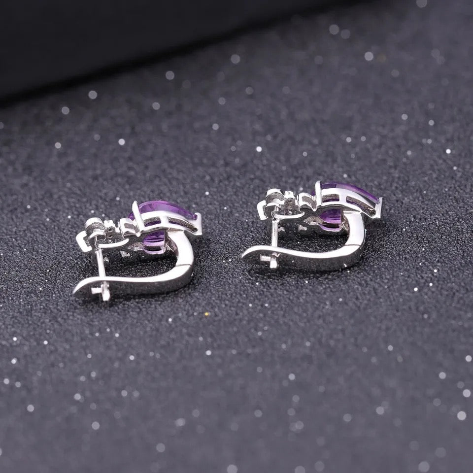 Silver 2.60 ct Amethyst Earrings