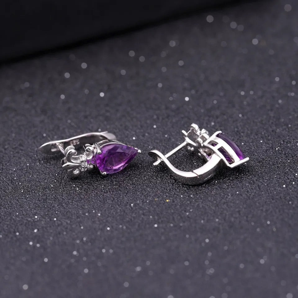 Silver 2.60 ct Amethyst Earrings