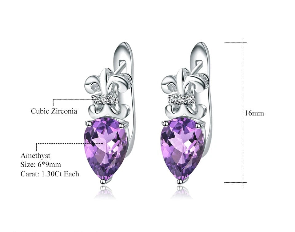 Silver 2.60 ct Amethyst Earrings