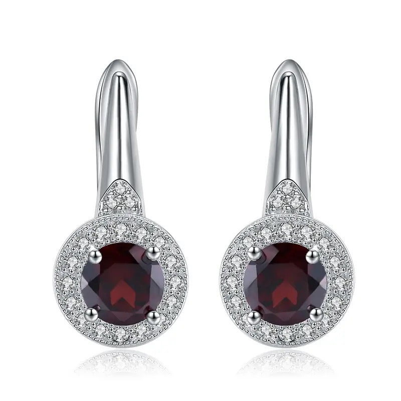 Silver 2.10 ct Garnet Earrings