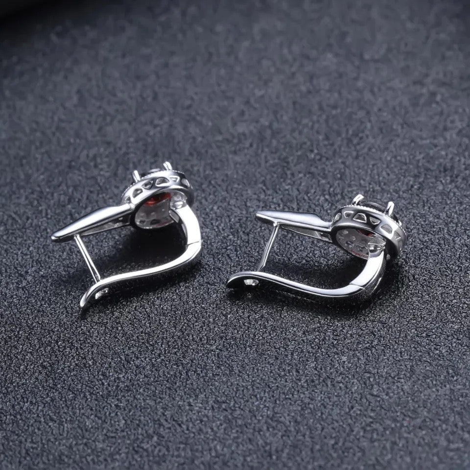 Silver 2.10 ct Garnet Earrings