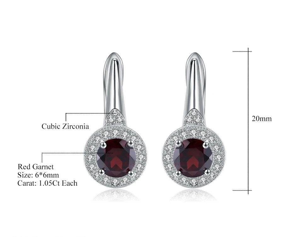 Silver 2.10 ct Garnet Earrings
