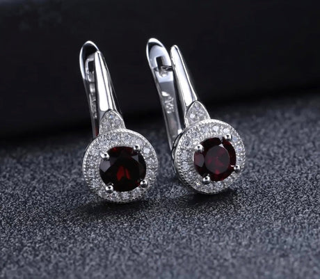 Silver 2.10 ct Garnet Earrings