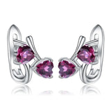 Silver 2.23 ct Rhodolite Garnet Heart Shaped Earrings