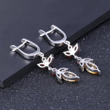 Silver Citrine & Garnet Earrings