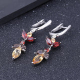 Silver Citrine & Garnet Earrings