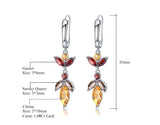 Silver Citrine & Garnet Earrings