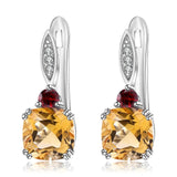 Silver 5.21 ct Citrine & Garnet Earrings