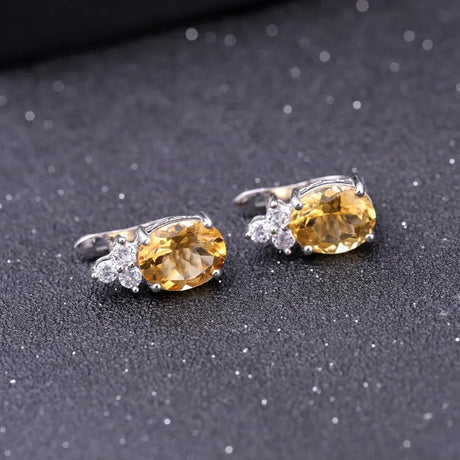 Silver 2.60 ct Citrine Earrings