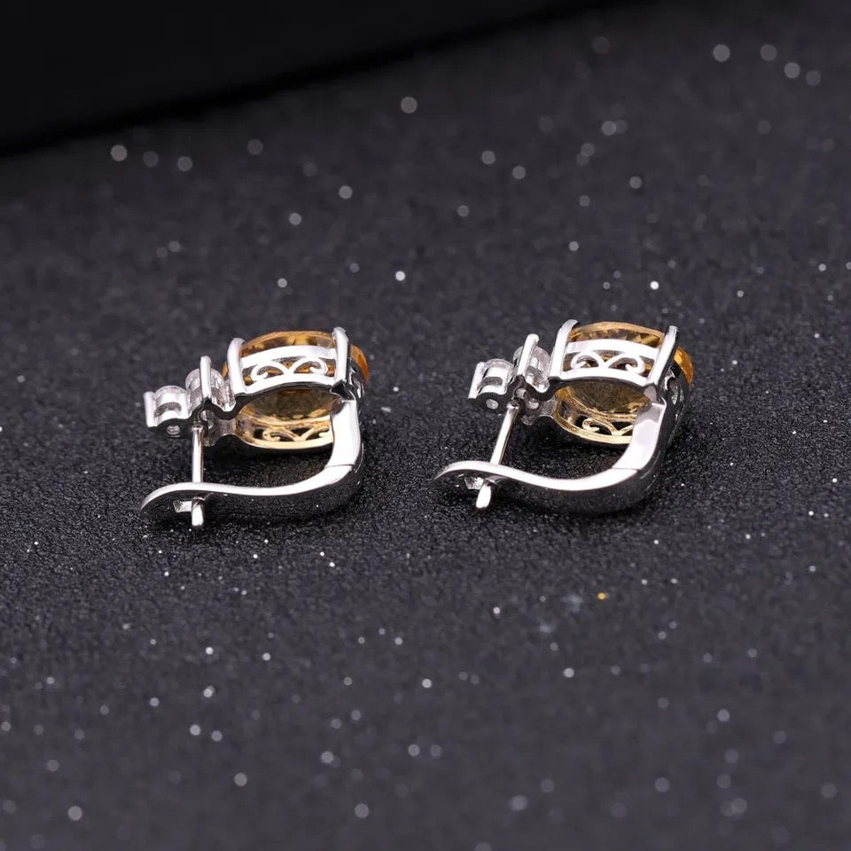 Silver 2.60 ct Citrine Earrings
