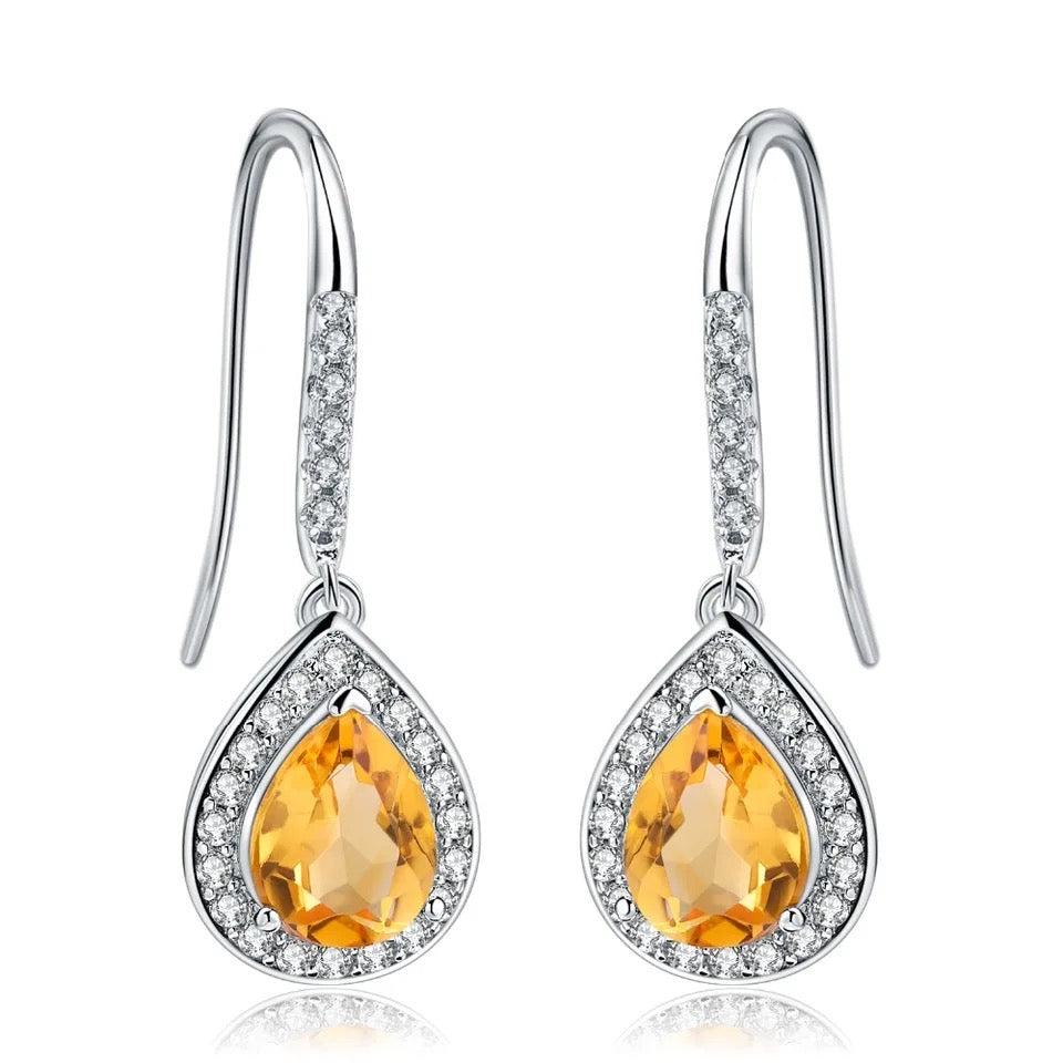 Silver 2.17 ct Citrine Earrings
