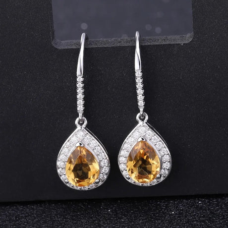 Silver 2.17 ct Citrine Earrings