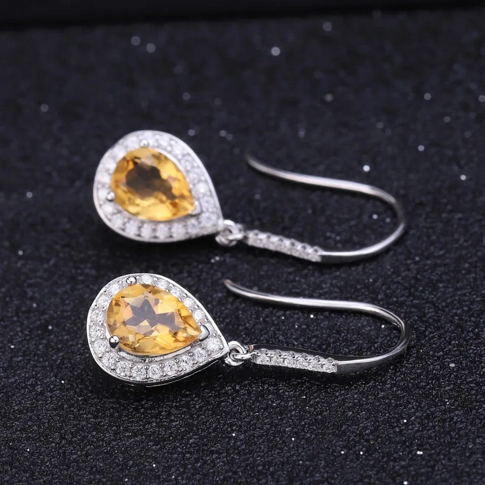 Silver 2.17 ct Citrine Earrings