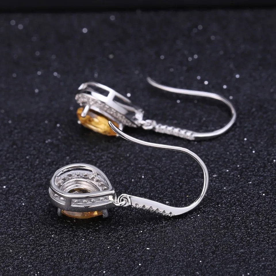 Silver 2.17 ct Citrine Earrings
