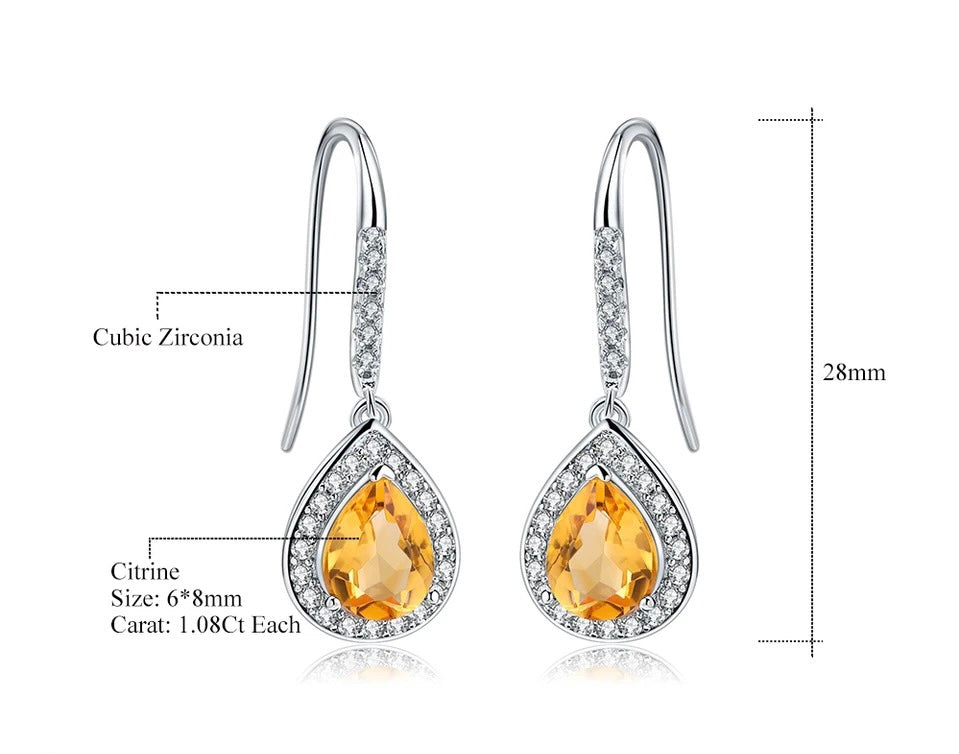 Silver 2.17 ct Citrine Earrings