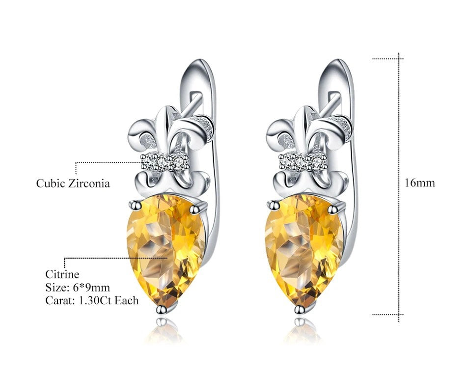 Silver 2.60 ct Citrine Earrings