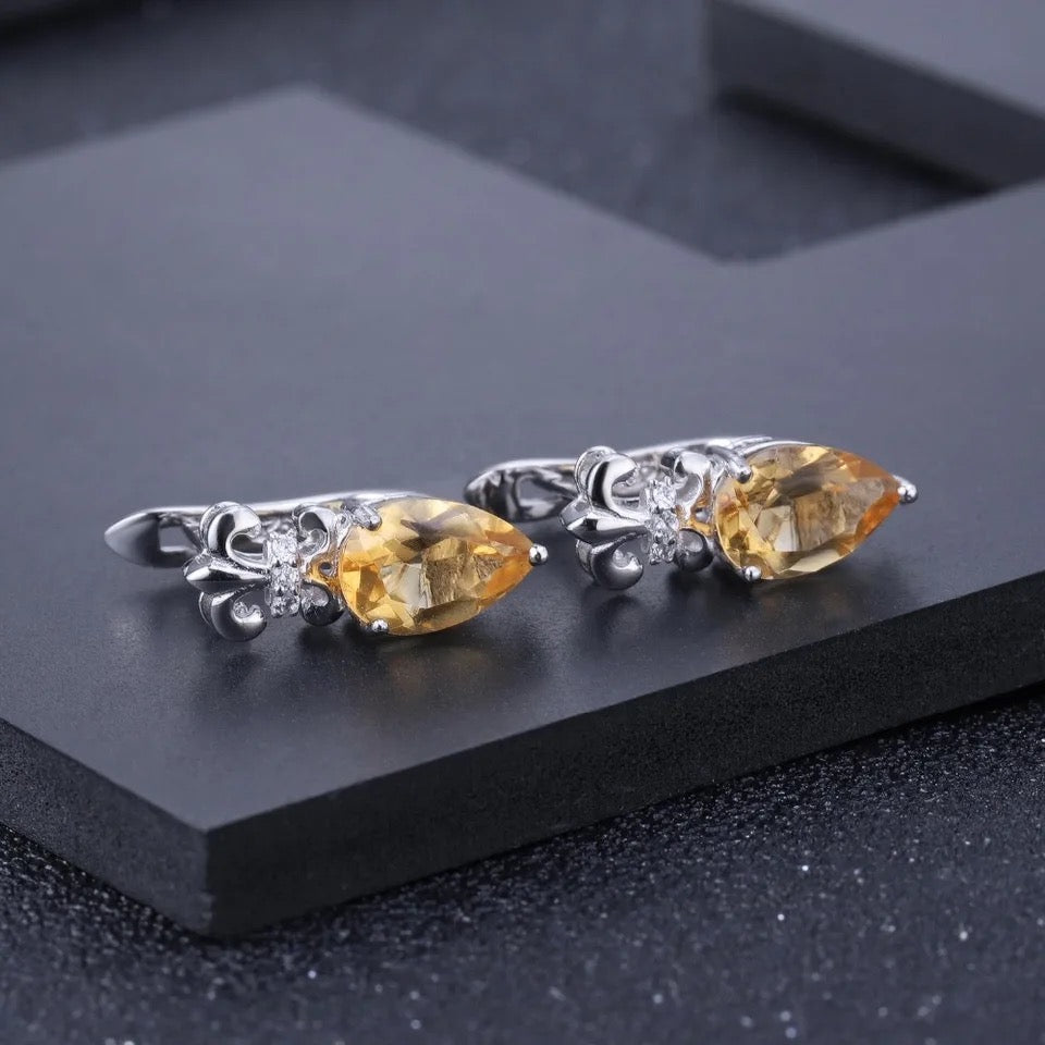 Silver 2.60 ct Citrine Earrings