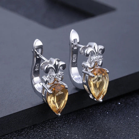 Silver 2.60 ct Citrine Earrings