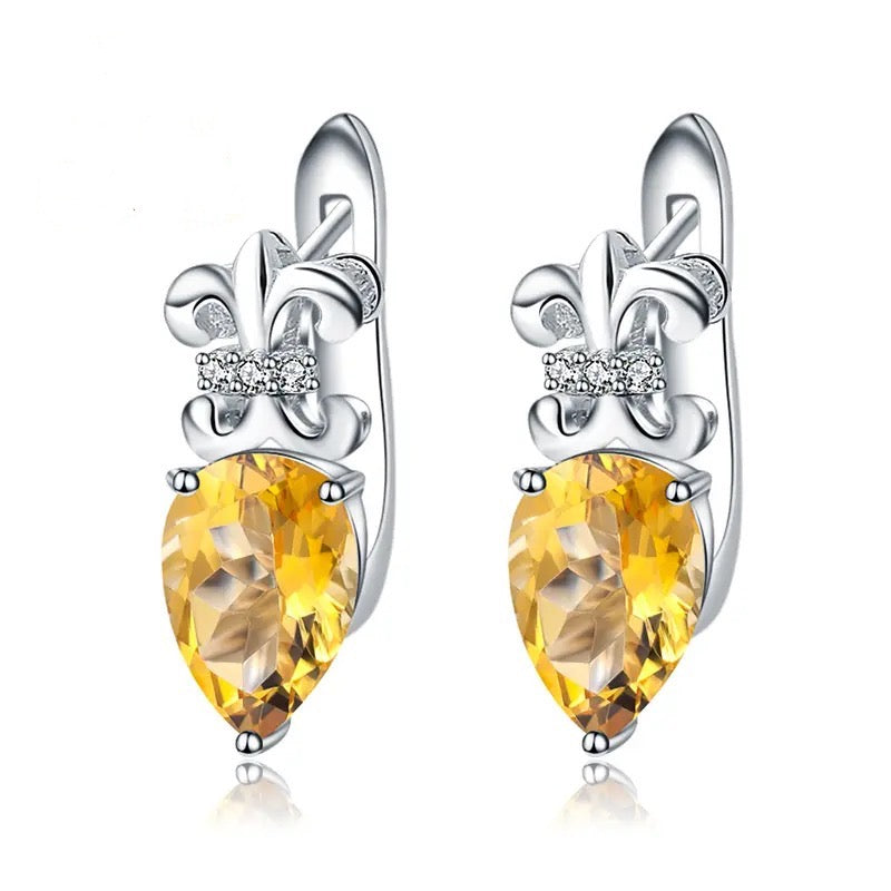 Silver 2.60 ct Citrine Earrings