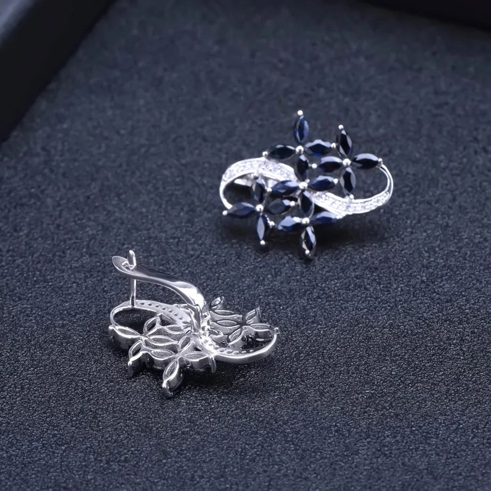 Silver 8.71 ct Sapphire Earrings