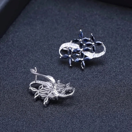 Silver 8.71 ct Sapphire Earrings