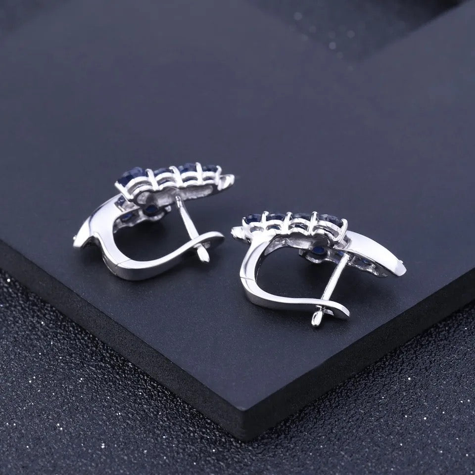 Silver 3.00 ct Sapphire Earrings