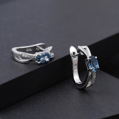 Silver 1.14 ct London Blue Topaz Earrings