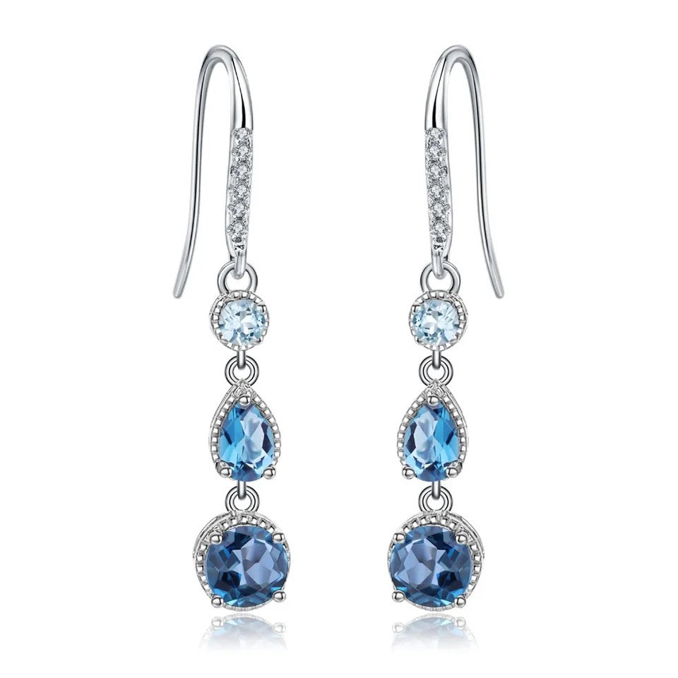 Silver 3.46 ct Topaz Earrings