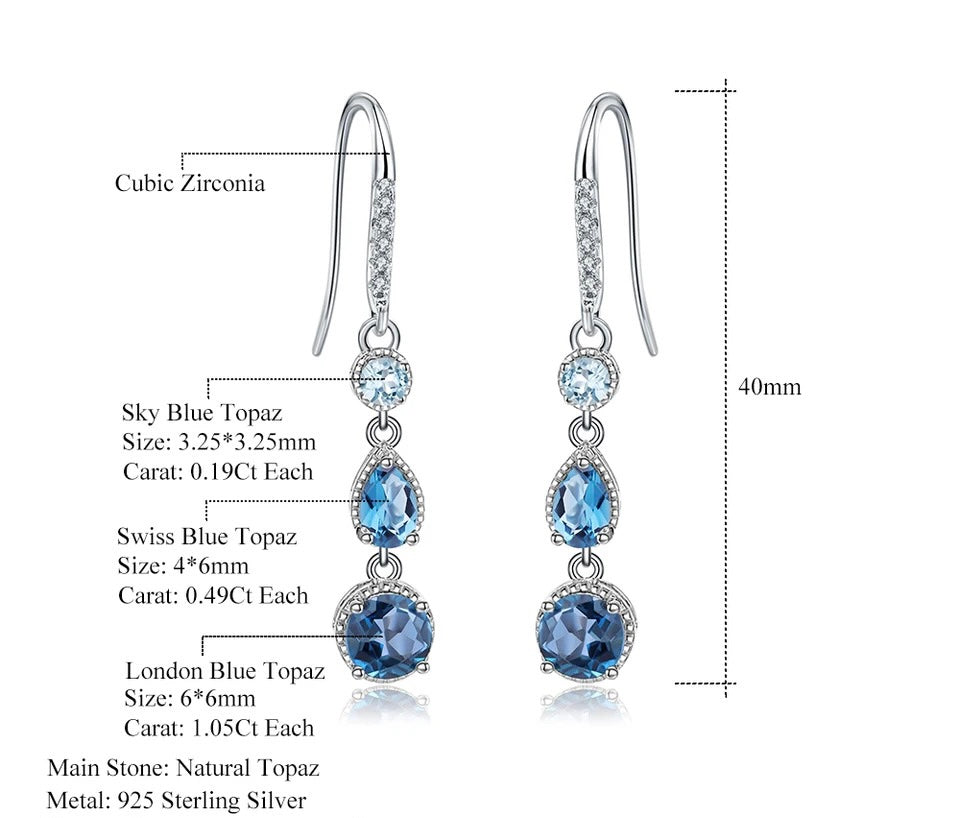 Silver 3.46 ct Topaz Earrings